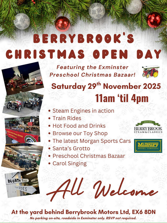 Join us at the Berrybrook Steam & Classics Christmas Open Day on Satuday 29th November 2025